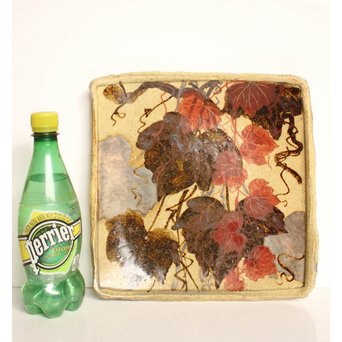 加山又造 鉄赤絵金銀彩 蔦文角皿　S2933 