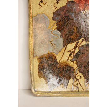 加山又造 鉄赤絵金銀彩 蔦文角皿　S2933 