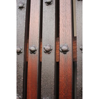 鉄尽総欅格子蔵戸　W535Y 