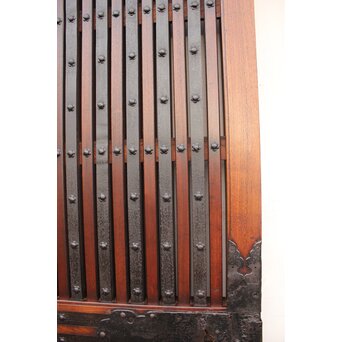 鉄尽総欅格子蔵戸　W535Y 