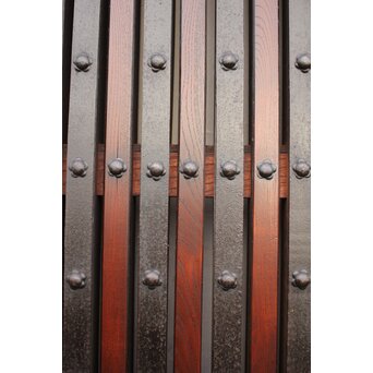 鉄尽総欅格子蔵戸　W535Y 