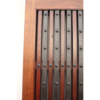 鉄尽総欅格子蔵戸　W535Y 