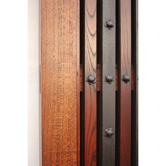 鉄尽総欅格子蔵戸　W535Y 