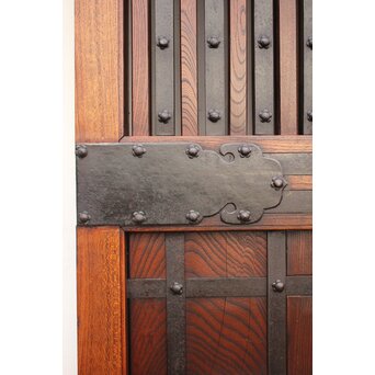 鉄尽総欅格子蔵戸　W535Y 