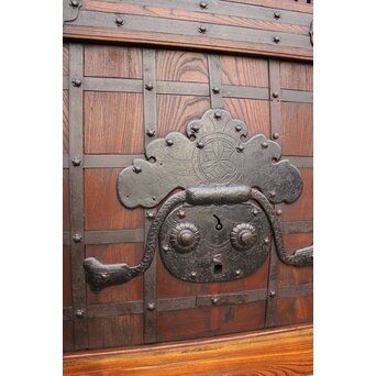 鉄尽総欅格子蔵戸　W535Y 