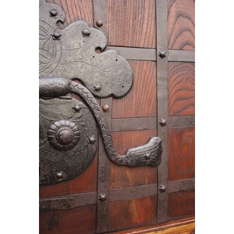 鉄尽総欅格子蔵戸　W535Y 