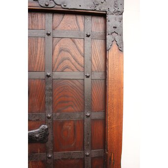 鉄尽総欅格子蔵戸　W535Y 