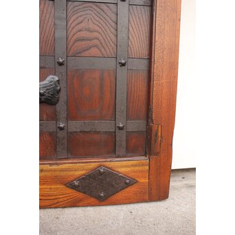 鉄尽総欅格子蔵戸　W535Y 