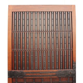 鉄尽総欅格子蔵戸　W535Y 