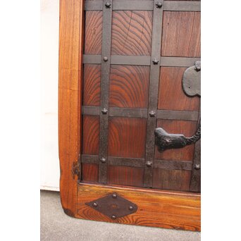 鉄尽総欅格子蔵戸　W535Y 