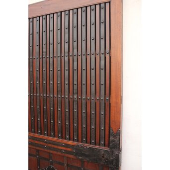 鉄尽総欅格子蔵戸　W535Y 