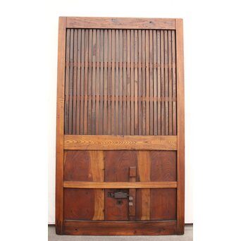 鉄尽総欅格子蔵戸　W535Y 