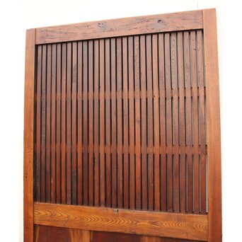 鉄尽総欅格子蔵戸　W535Y 