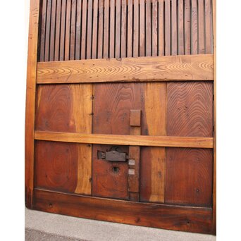 鉄尽総欅格子蔵戸　W535Y 