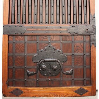 鉄尽総欅格子蔵戸　W535Y 