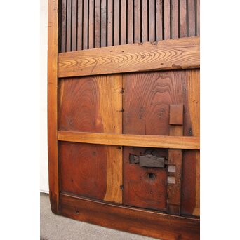 鉄尽総欅格子蔵戸　W535Y 