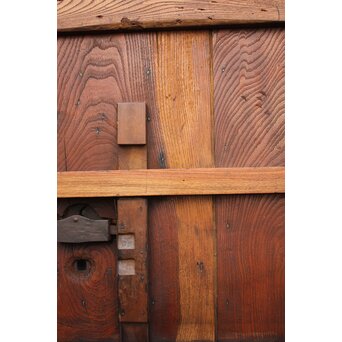 鉄尽総欅格子蔵戸　W535Y 