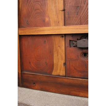 鉄尽総欅格子蔵戸　W535Y 