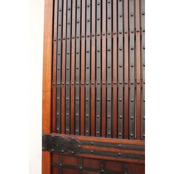 鉄尽総欅格子蔵戸　W535Y 