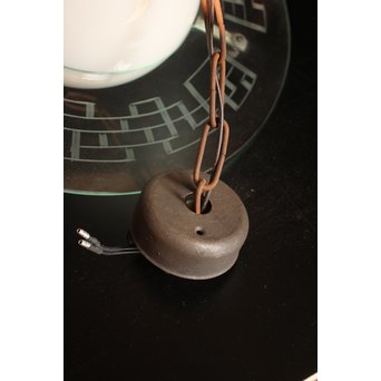 土星型切子電笠/シャンデリア　A1732 ※天井に固定する金具とそのカバーがついています