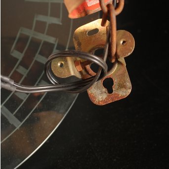 土星型切子電笠/シャンデリア　A1732 ※天井に固定する金具とそのカバーがついています