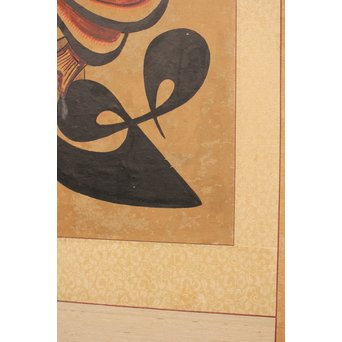 李朝朝鮮民画 文字絵 八曲半双屏風　K480 