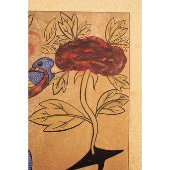 李朝朝鮮民画 文字絵 八曲半双屏風　K480 