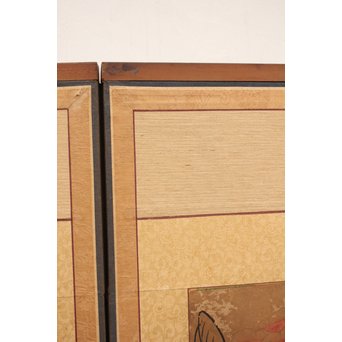 李朝朝鮮民画 文字絵 八曲半双屏風　K480 