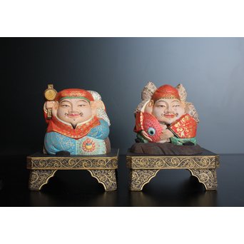 平野富山作 福寿恵比須大黒天尊像　S2939