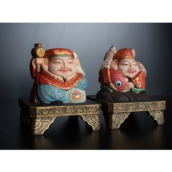 平野富山作 福寿恵比須大黒天尊像　S2939 