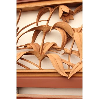 草花木彫欄間 2枚1組　R2105 