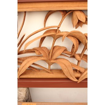 草花木彫欄間 2枚1組　R2105 