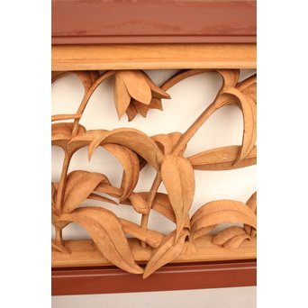 草花木彫欄間 2枚1組　R2105 