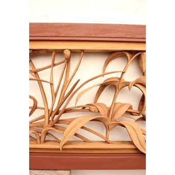 草花木彫欄間 2枚1組　R2105 