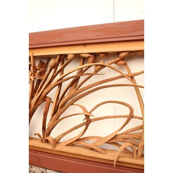 草花木彫欄間 2枚1組　R2105 