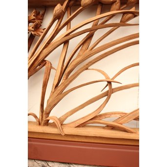 草花木彫欄間 2枚1組　R2105 