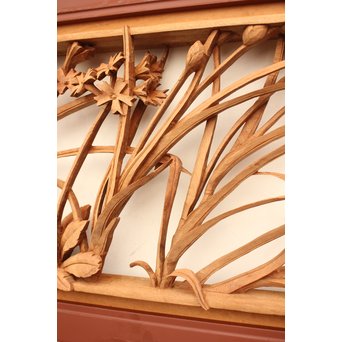 草花木彫欄間 2枚1組　R2105 