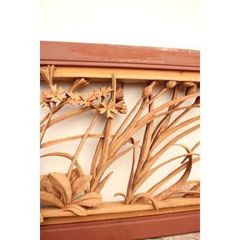 草花木彫欄間 2枚1組　R2105 