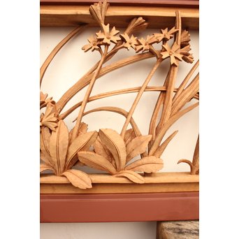 草花木彫欄間 2枚1組　R2105 