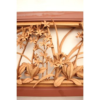 草花木彫欄間 2枚1組　R2105 