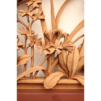 草花木彫欄間 2枚1組　R2105 