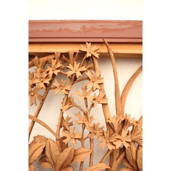 草花木彫欄間 2枚1組　R2105 