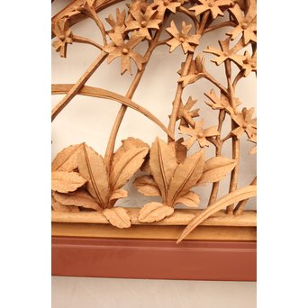 草花木彫欄間 2枚1組　R2105 