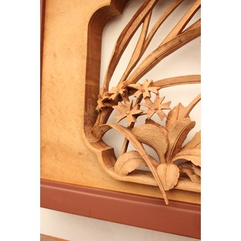 草花木彫欄間 2枚1組　R2105 