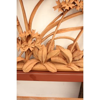 草花木彫欄間 2枚1組　R2105 