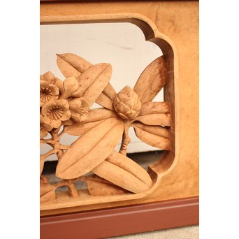 草花木彫欄間 2枚1組　R2105 