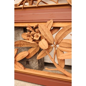 草花木彫欄間 2枚1組　R2105 