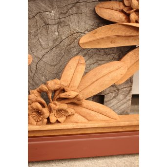 草花木彫欄間 2枚1組　R2105 