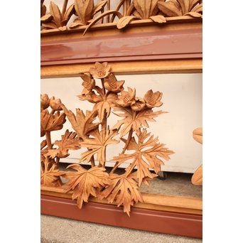 草花木彫欄間 2枚1組　R2105 