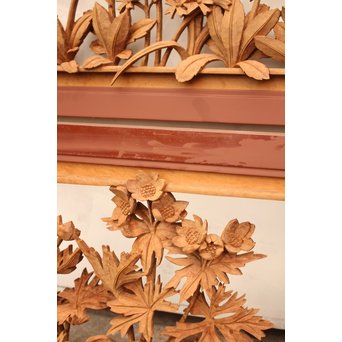 草花木彫欄間 2枚1組　R2105 